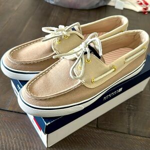 SPERRY TOP SIDER BAHAMA BOAT SHOE KHAKI/OYSTER  0561043 SIZE 9M